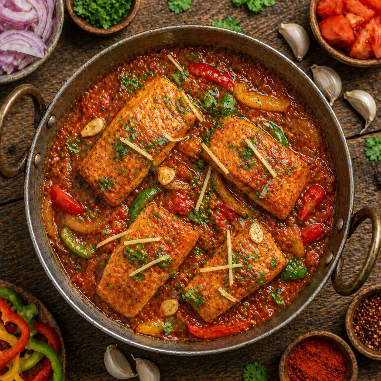 Salmon Balti (Salmon Karahi)