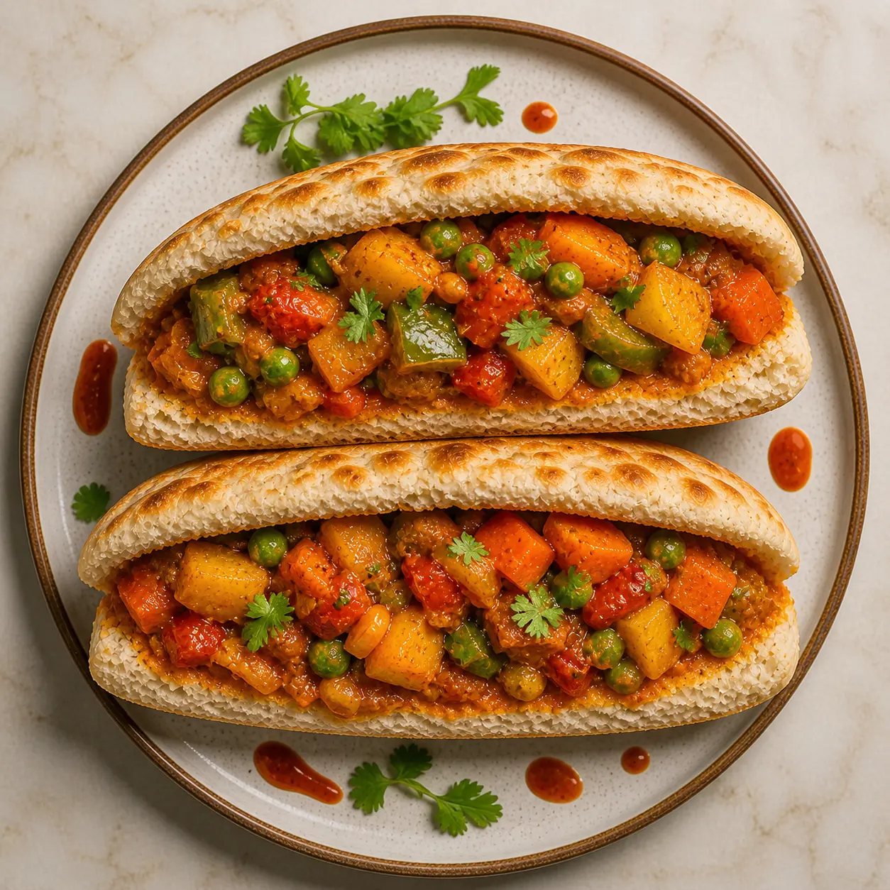 Mixed Vegetables Curry Sandwich