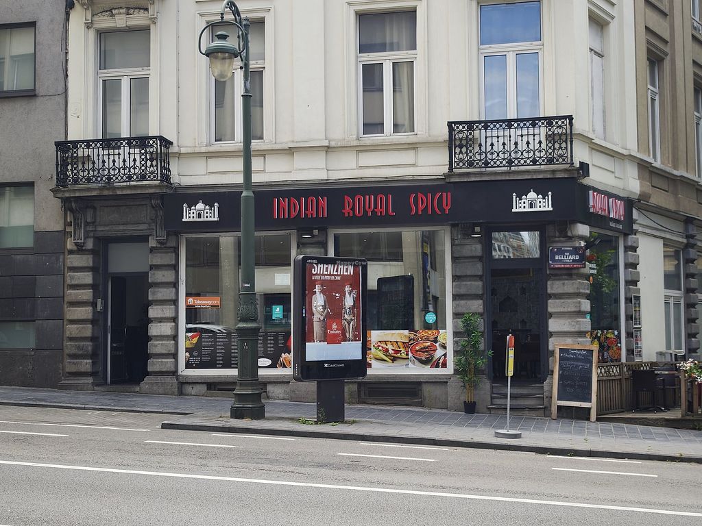 Indian Royal Spicy restaurant exterior on Rue Belliard, Brussels